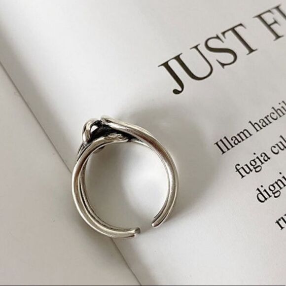 NEW 925 Sterling Silver Open Adjustable Ring Choice Weaved Knot or Wide Ring - Picture 4 of 16